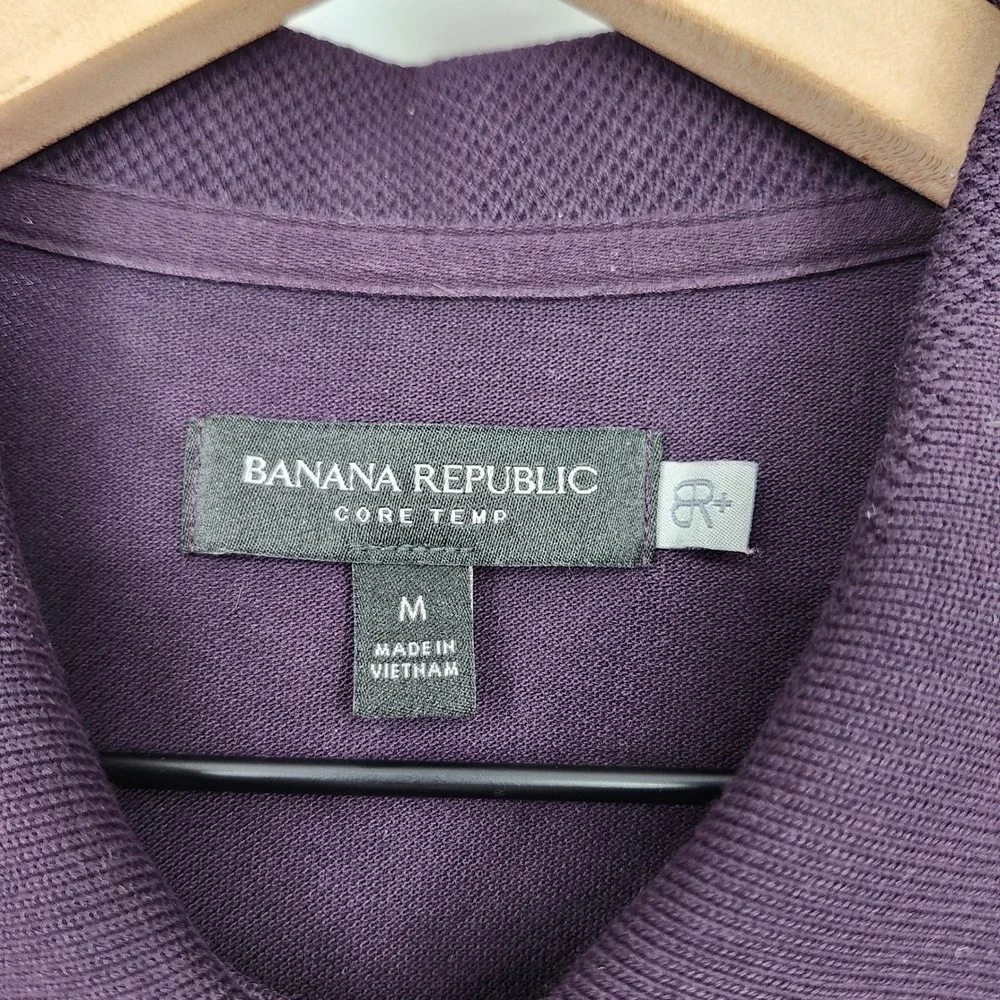 Banana Republic Mens Core Temp Polo‎ Size M Deep Purple Preppy Casual Everyday